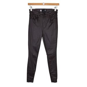 Kut from the Kloth Donna High Rise Ankle Skinny Brown Reptile Faux Leather Pants